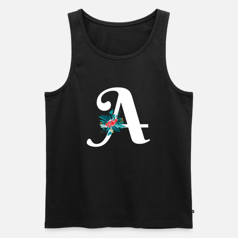Buchstabe A blumig - Männer Premium Bio Tank Top - Schwarz