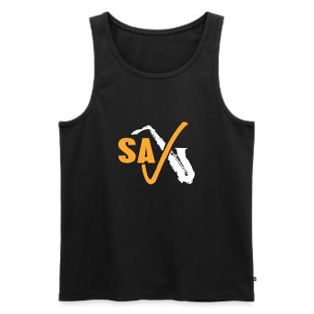 Retro Awesome SAX Cool Blues Music Lover T-Shirt - Men's Premium Organic Tank Top - black - Front - Michal (187cm)