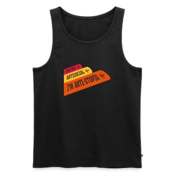 not antisocial anti stupid - Männer Premium Bio Tank Top - Schwarz - Vorne - AI Model Male 178 light (178cm)