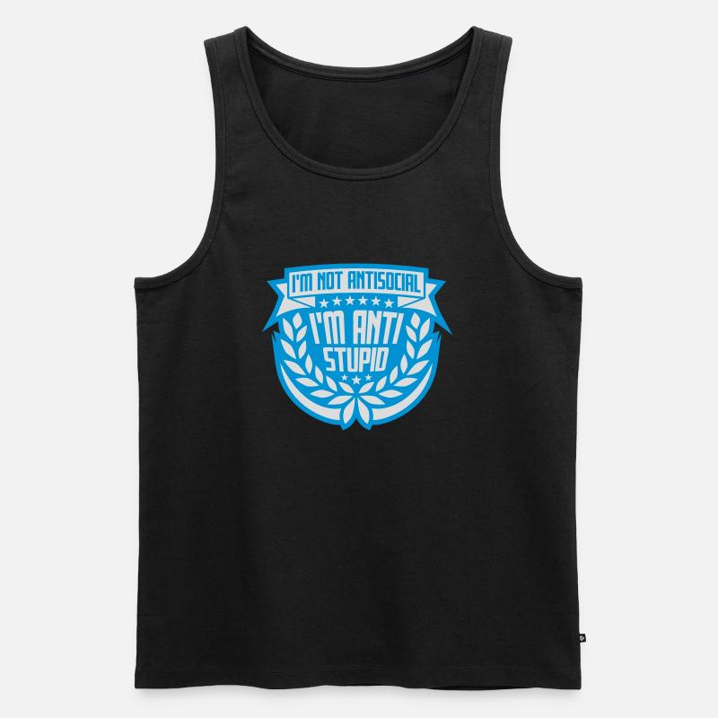 not antisocial anti stupid - Männer Premium Bio Tank Top - Schwarz