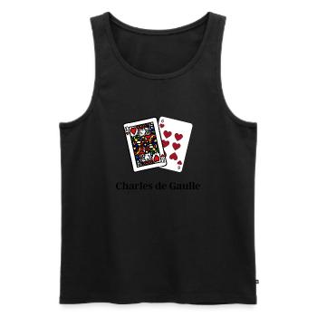 Poker humour Roissy CDG - Débardeur bio Premium Homme - noir - Devant - AI Model Male 178 light (178cm)