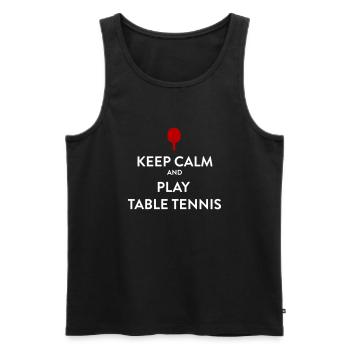 Restez calme et jouez au tennis de table - Débardeur bio Premium Homme - noir - Devant - Michal (187cm)