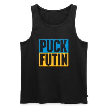 Conception du logo Puck Futin - Débardeur bio Premium Homme - noir - Devant - AI Model Male 178 light (178cm)