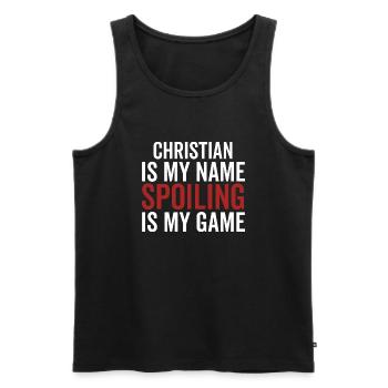 Christian ist mein Name Verderben ist mein Spiel - Männer Premium Bio Tank Top - Schwarz - Vorne - Michal (187cm)