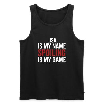 Lisa ist mein Name Verderben ist mein Spiel - Männer Premium Bio Tank Top - Schwarz - Vorne - AI Model Male 178 light (178cm)