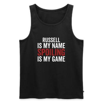 Russel ist mein Name Verderben ist mein Spiel - Männer Premium Bio Tank Top - Schwarz - Vorne - AI Model Male 178 light (178cm)