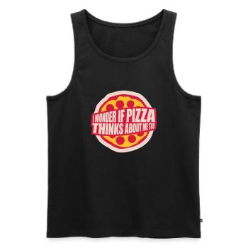 pizza thinks about me - Männer Premium Bio Tank Top - Schwarz - Vorne - AI Model Male 178 light (178cm)