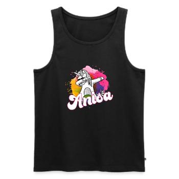 ANISA - Beau nom avec dabbing licorne - Débardeur bio Premium Homme - noir - Devant - Michal (187cm)