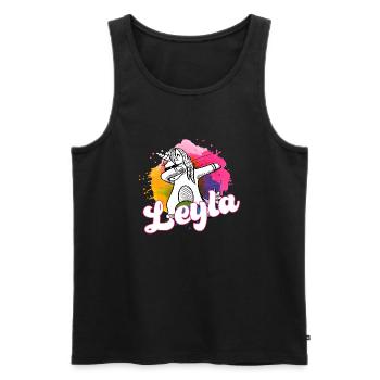 LAYLA - Schöner Name mit dabbing Einhorn - Männer Premium Bio Tank Top - Schwarz - Vorne - AI Model Male 178 light (178cm)