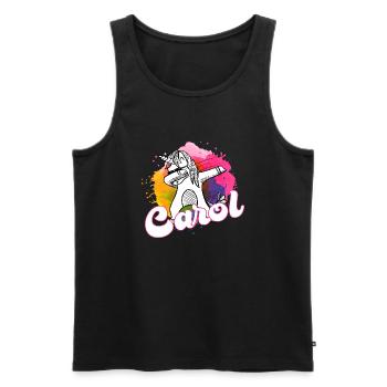 CAROL - Schöner Name mit dabbing Einhorn - Männer Premium Bio Tank Top - Schwarz - Vorne - Michal (187cm)