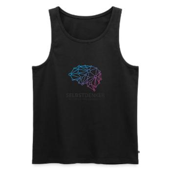 SELBSTDENKER - WISSEN IST EINE HOLSCHULD - Männer Premium Bio Tank Top - Schwarz - Vorne - AI Model Male 178 light (178cm)