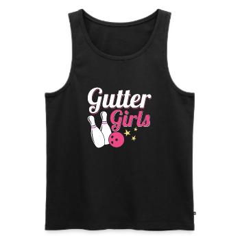 Joueuse de l’équipe Gutter Girls StrikeBowler - Débardeur bio Premium Homme - noir - Devant - AI Model Male 178 light (178cm)