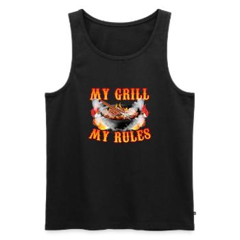 My Grill My Rules - Grillades - Débardeur bio Premium Homme - noir - Devant - Michal (187cm)