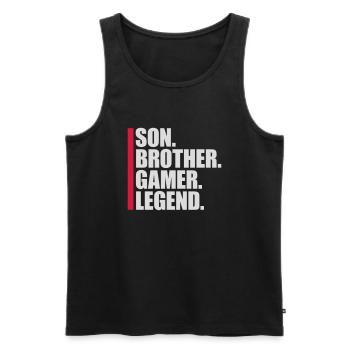 son brother gamer legend - Männer Premium Bio Tank Top - Schwarz - Vorne - Michal (187cm)
