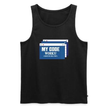 My Code Works! I Have No Idea Why Coding Software - Men's Premium Organic Tank Top - black - Front - Michal (187cm)