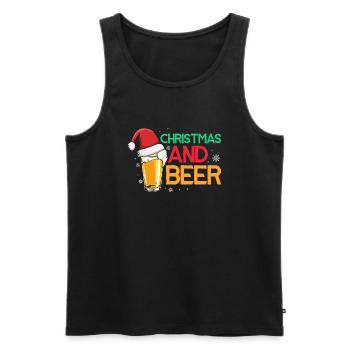 Noël et bière Super amateur de bière rétro - Débardeur bio Premium Homme - noir - Devant - AI Model Male 178 light (178cm)