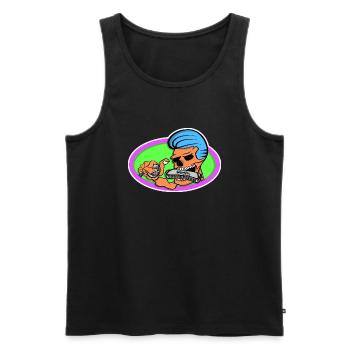 Elvis Rat fink Harmonica Style - Débardeur bio Premium Homme - noir - Devant - AI Model Male 178 light (178cm)