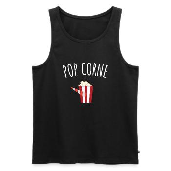 pop corne - Débardeur bio Premium Homme - noir - Devant - AI Model Male 178 light (178cm)