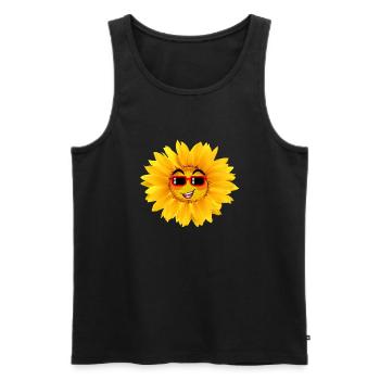 Sunflower with a funny face - Men's Premium Organic Tank Top - black - Front - AI Model Male 178 light (178cm)