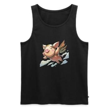 Noka le cochon volant - Débardeur bio Premium Homme - noir - Devant - Michal (187cm)