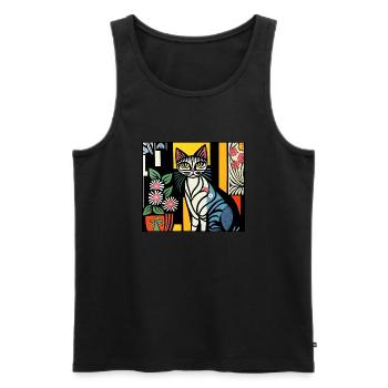 katzen 128red - Männer Premium Bio Tank Top - Schwarz - Vorne - Michal (187cm)