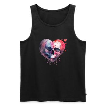 Totenkopf Kunst Design Aquarell - Männer Premium Bio Tank Top - Schwarz - Vorne - AI Model Male 178 light (178cm)