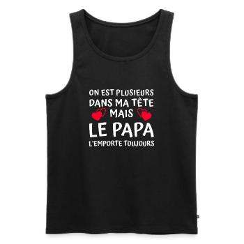 cadeau humour papa / meilleur papa - Débardeur bio Premium Homme - noir - Devant - Michal (187cm)