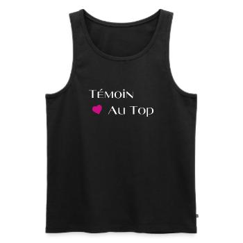 Témoin au top - Débardeur bio Premium Homme - noir - Devant - AI Model Male 178 light (178cm)