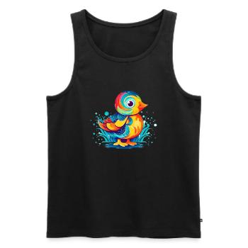 Bunte minimalistische Ente perfekt als Geschenk - Männer Premium Bio Tank Top - Schwarz - Vorne - AI Model Male 178 light (178cm)
