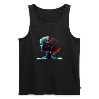 Cyber ist in meinem Kopf - Männer Premium Bio Tank Top - Schwarz - Vorne - AI Model Male 178 light (178cm)