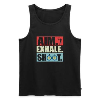 Aim Exhale Shoot. Archery Target Bow & Arrows - Men's Premium Organic Tank Top - black - Front - AI Model Male 178 light (178cm)