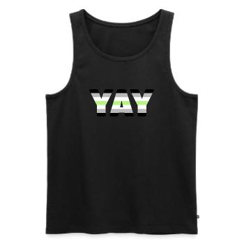 YAY Agender - Männer Premium Bio Tank Top - Schwarz - Vorne - AI Model Male 178 light (178cm)