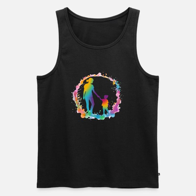 Silhouette von Mutter und Tochter - Männer Premium Bio Tank Top - Schwarz