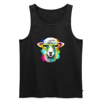 Bool das Schaf - Männer Premium Bio Tank Top - Schwarz - Vorne - AI Model Male 178 light (178cm)