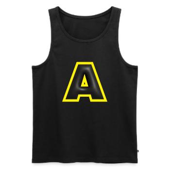 Letter A Leather Font Design - Men's Premium Organic Tank Top - black - Front - Michal (187cm)