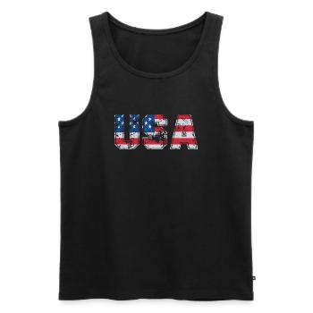 USA US Flag Patriotic America t-shirt - Men's Premium Organic Tank Top - black - Front - Michal (187cm)