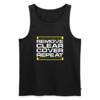 Remove Clear Cover Repeat - Männer Premium Bio Tank Top - Schwarz - Vorne - AI Model Male 178 light (178cm)