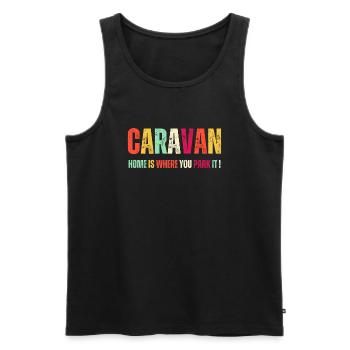 Caravan, Home est l’endroit où vous le garez ! - Débardeur bio Premium Homme - noir - Devant - Michal (187cm)