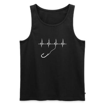 Angelhaken Puls Leine Fischer Herzschlag Fischen - Männer Premium Bio Tank Top - Schwarz - Vorne - Michal (187cm)