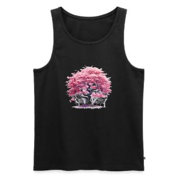 Cherry Blossom Tree - Männer Premium Bio Tank Top - Schwarz - Vorne - AI Model Male 178 light (178cm)