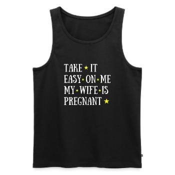 Take it Easy on Me My Wife is Pregnant Stars - Men's Premium Organic Tank Top - black - Front - AI Model Male 178 light (178cm)