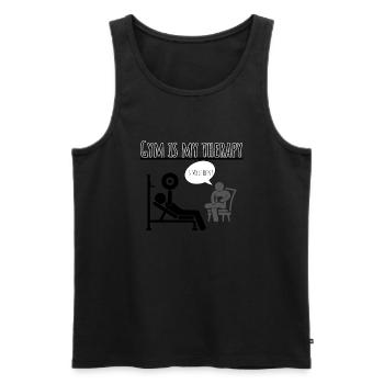 Gym Is My Therapy - Männer Premium Bio Tank Top - Schwarz - Vorne - Michal (187cm)