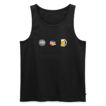 Vie étudiante : bière, fête, livres - Débardeur bio Premium Homme - noir - Devant - AI Model Male 178 light (178cm)
