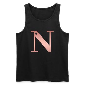 lettre N rose gold - Débardeur bio Premium Homme - noir - Devant - Michal (187cm)