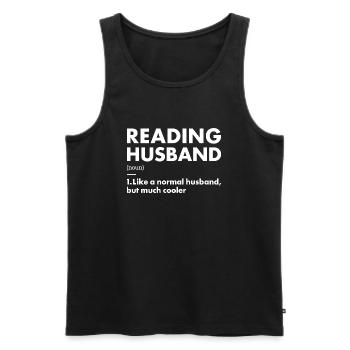 Reader Husband Definition Reading - Men's Premium Organic Tank Top - black - Front - Michal (187cm)