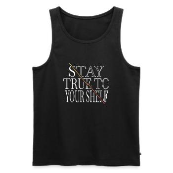 books coffee book keeper cat funny book nerd - Männer Premium Bio Tank Top - Schwarz - Vorne - AI Model Male 178 light (178cm)