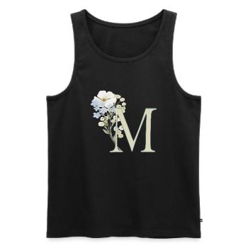 M avec des fleurs - Débardeur bio Premium Homme - noir - Devant - AI Model Male 178 light (178cm)