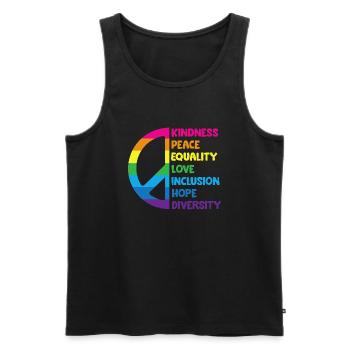 Kindness Peace Equality Love Inclusion Hope - Men's Premium Organic Tank Top - black - Front - Michal (187cm)