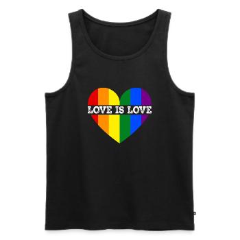 Gay Lesbian Pride Rainbow Heart LGBT Love Is Love - Men's Premium Organic Tank Top - black - Front - Michal (187cm)