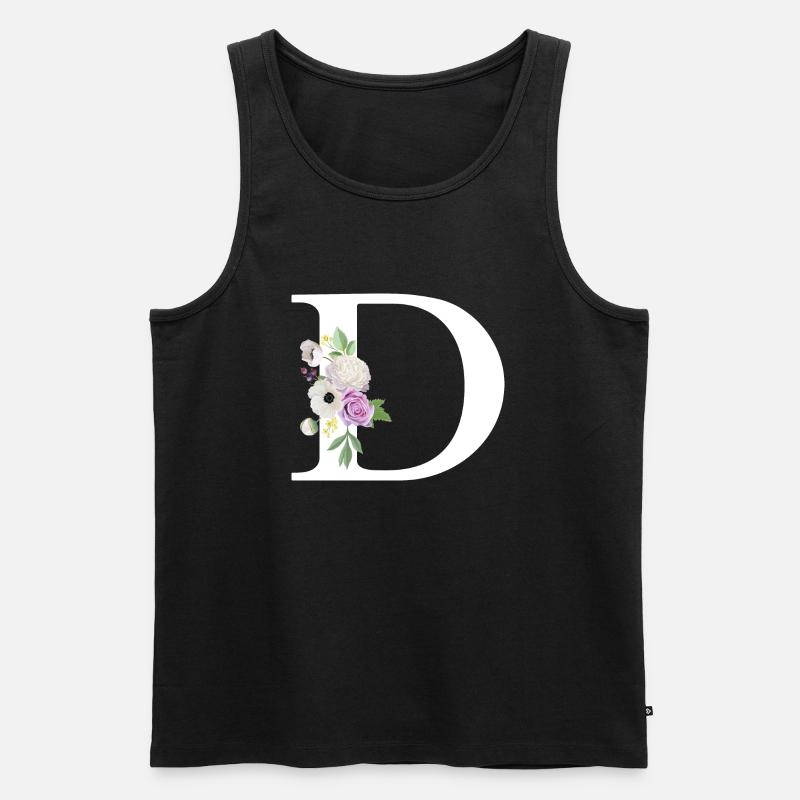 Lila Blumenbuchstabe D - Männer Premium Bio Tank Top - Schwarz